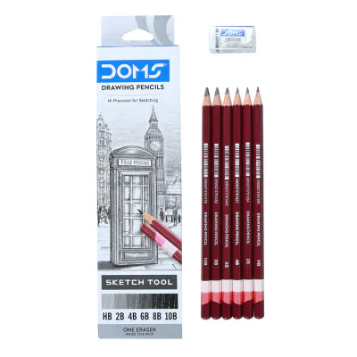 DOMS DRAWING PENCIL SET 6PCS / SIZES BOX PACK ART NO.8204