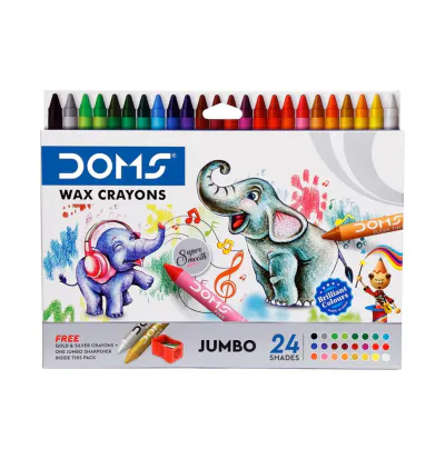 DOMS JUMBO WAX CRAYONS 24 SHADES BOX PACK ART NO.3469